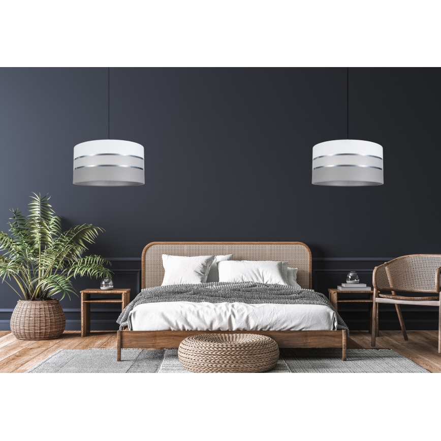 Висящ полилей CORAL 1xE27/60W/230V Ø 40 cм бял/сив