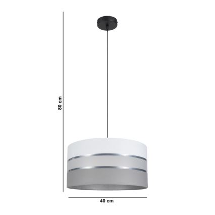 Висящ полилей CORAL 1xE27/60W/230V Ø 40 cм бял/сив