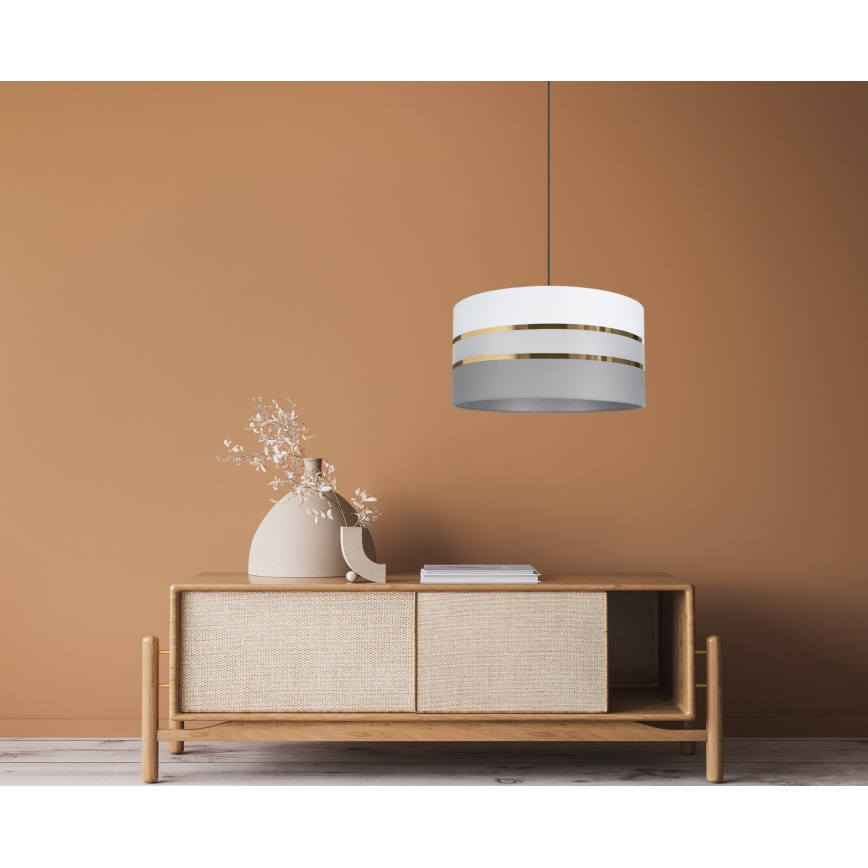 Висящ полилей CORAL 1xE27/60W/230V Ø 40 cм бял/сив