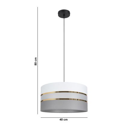 Висящ полилей CORAL 1xE27/60W/230V Ø 40 cм бял/сив