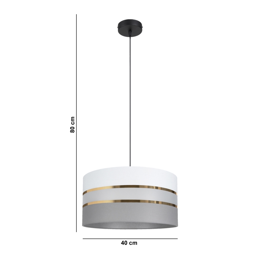 Висящ полилей CORAL 1xE27/60W/230V Ø 40 cм бял/сив