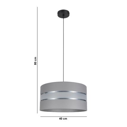 Висящ полилей CORAL 1xE27/60W/230V Ø 40 cм сив