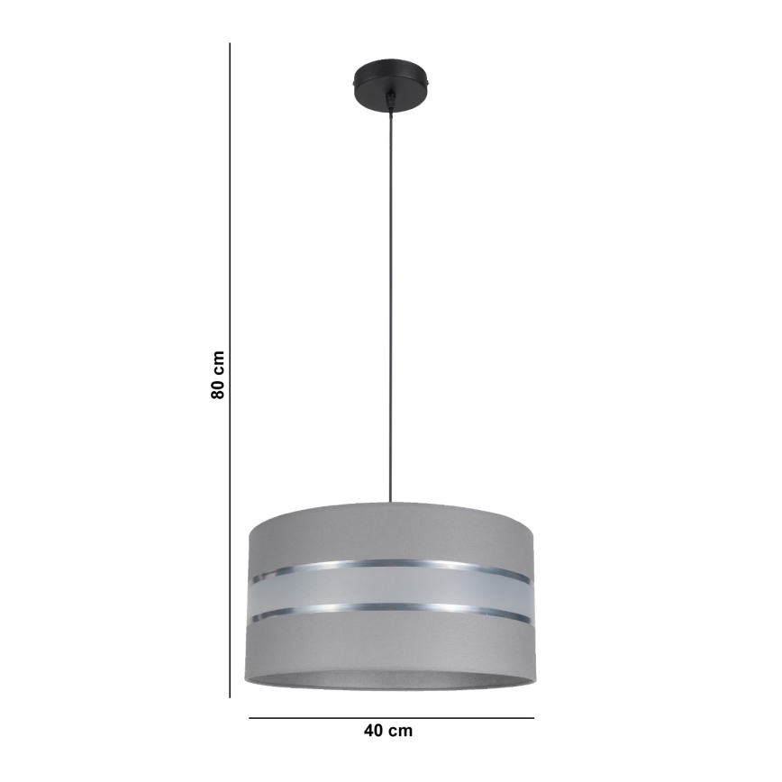 Висящ полилей CORAL 1xE27/60W/230V Ø 40 cм сив