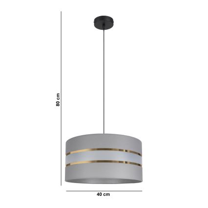 Висящ полилей CORAL 1xE27/60W/230V Ø 40 cм сив