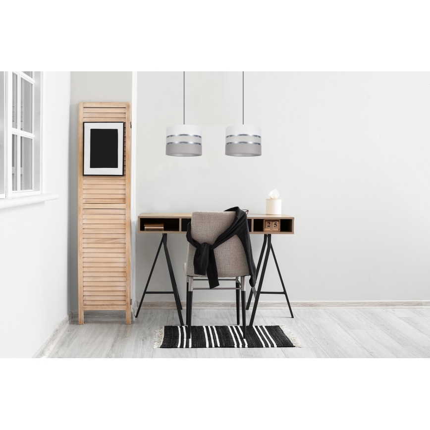Висящ полилей CORAL 2xE27/60W/230V бял/сив