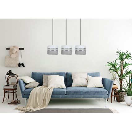Висящ полилей CORAL 3xE27/60W/230V бял/сив
