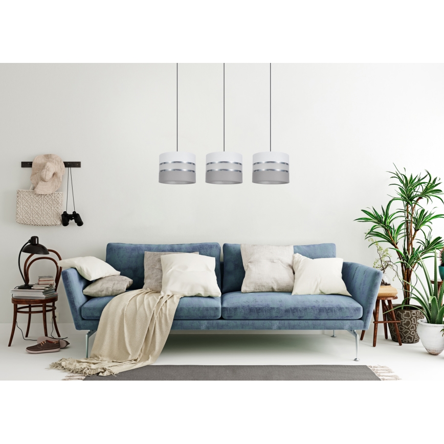 Висящ полилей CORAL 3xE27/60W/230V бял/сив