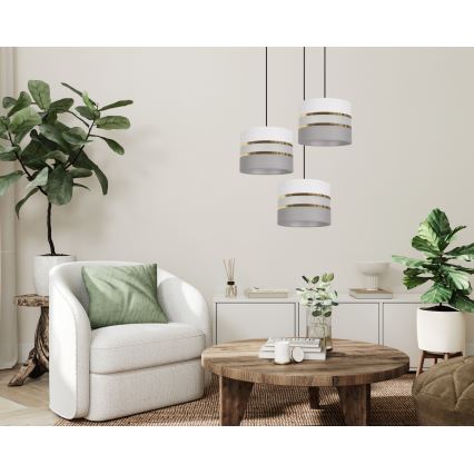 Висящ полилей CORAL 3xE27/60W/230V бял/сив