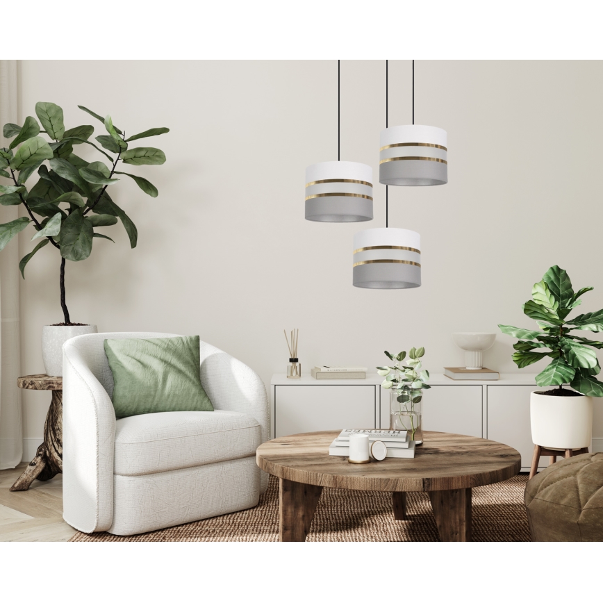 Висящ полилей CORAL 3xE27/60W/230V бял/сив