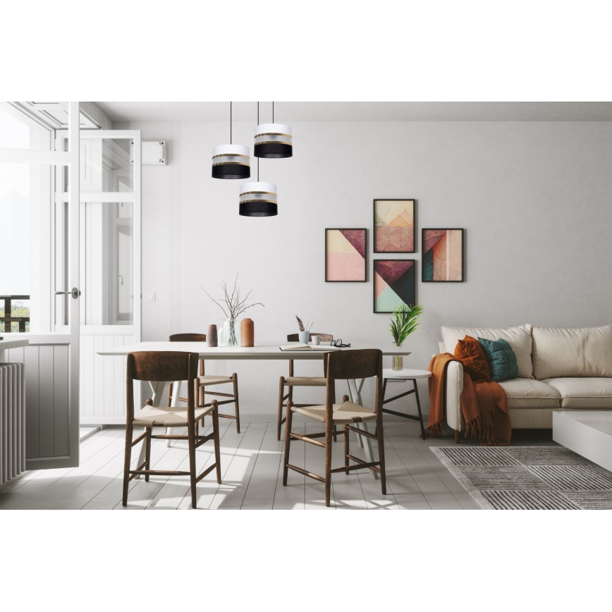 Висящ полилей CORAL 3xE27/60W/230V черен/бял