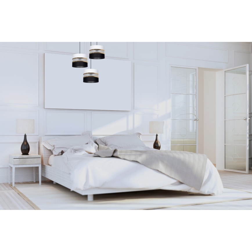 Висящ полилей CORAL 3xE27/60W/230V черен/бял