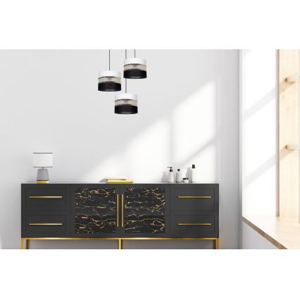 Висящ полилей CORAL 3xE27/60W/230V черен/бял