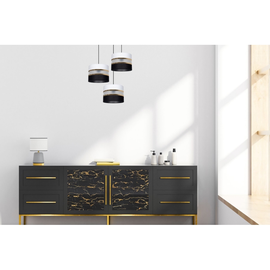 Висящ полилей CORAL 3xE27/60W/230V черен/бял