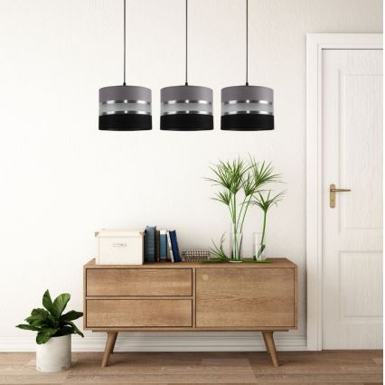 Висящ полилей CORAL 3xE27/60W/230V сиво-черен