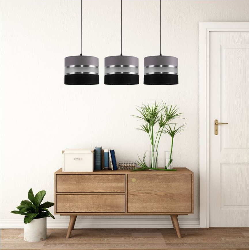 Висящ полилей CORAL 3xE27/60W/230V сиво-черен