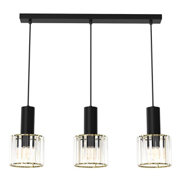 Висящ полилей CRISTAL 3xE27/60W/230V черен