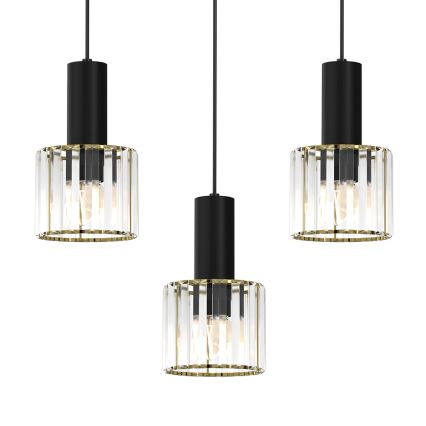 Висящ полилей CRISTAL 3xE27/60W/230V черен