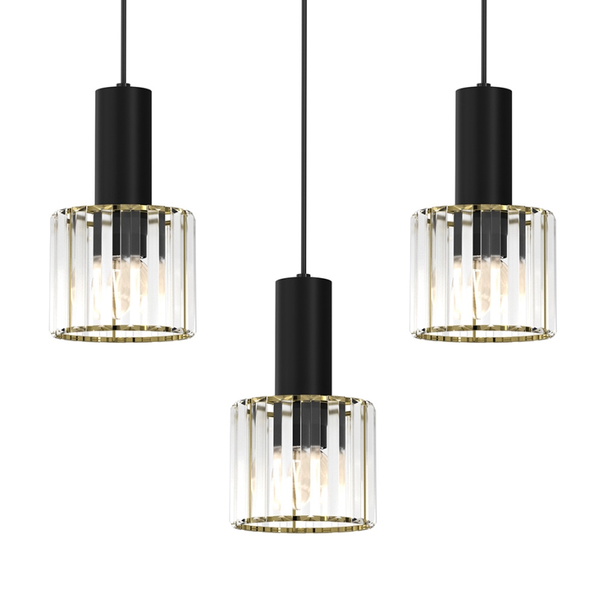 Висящ полилей CRISTAL 3xE27/60W/230V черен