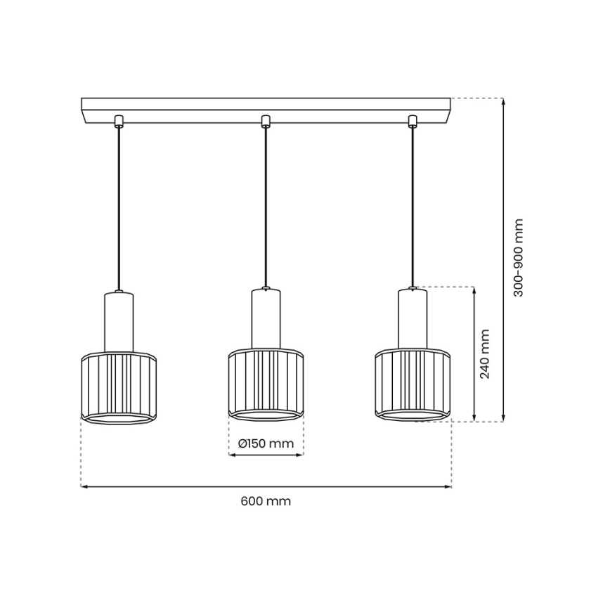 Висящ полилей CRISTAL 3xE27/60W/230V черен