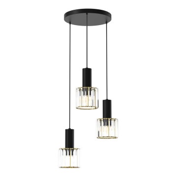 Висящ полилей CRISTAL 3xE27/60W/230V черен