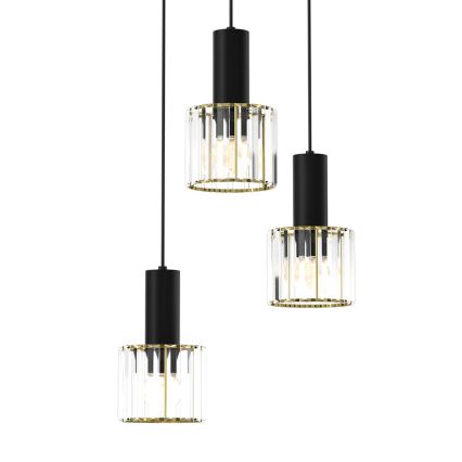 Висящ полилей CRISTAL 3xE27/60W/230V черен