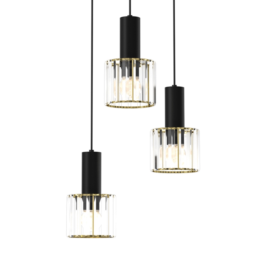 Висящ полилей CRISTAL 3xE27/60W/230V черен