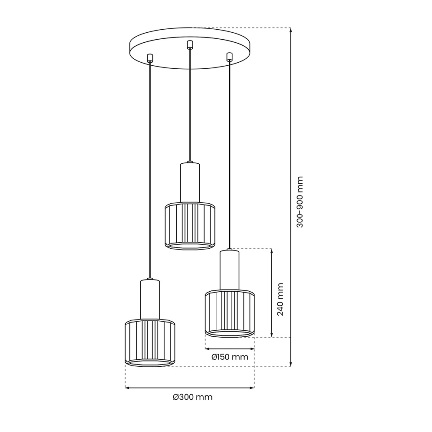 Висящ полилей CRISTAL 3xE27/60W/230V черен