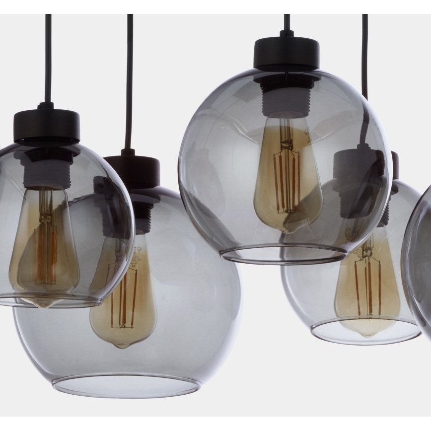 Висящ полилей CUBUS 6xE27/60W/230V черен