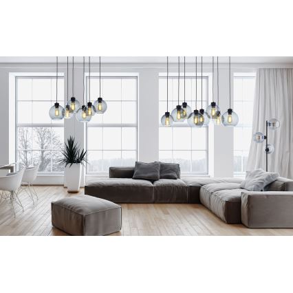 Висящ полилей CUBUS 8xE27/60W/230V черен