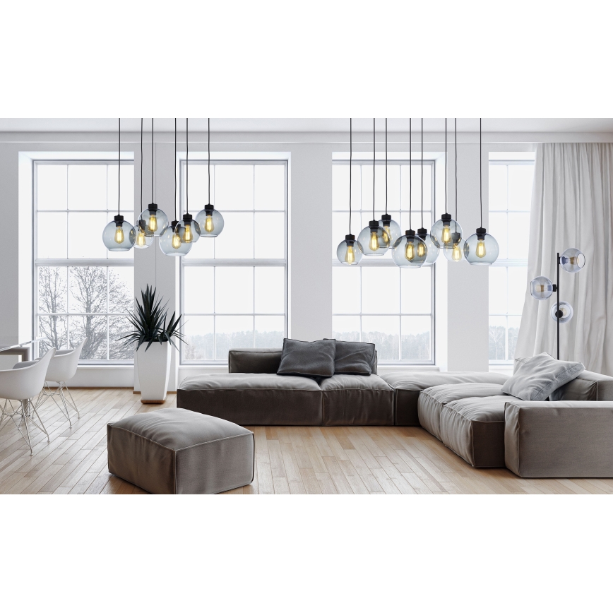 Висящ полилей CUBUS 8xE27/60W/230V черен