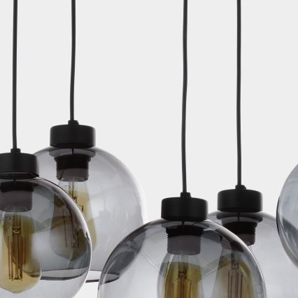 Висящ полилей CUBUS 8xE27/60W/230V черен