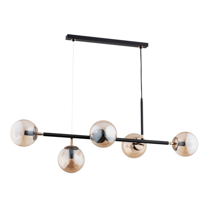 Висящ полилей DANSA 5xE14/10W/230V месинг/черен