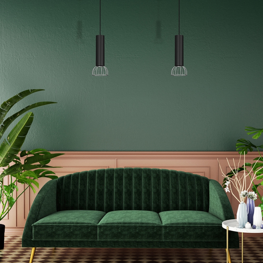 Висящ полилей DANTE 1xGU10/25W/230V черен/лъскав хром