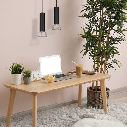 Висящ полилей DANTE 1xGU10/25W/230V черен/лъскав хром