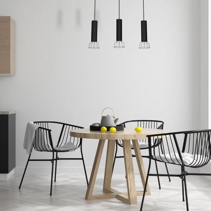 Висящ полилей DANTE 3xGU10/25W/230V черен/лъскав хром