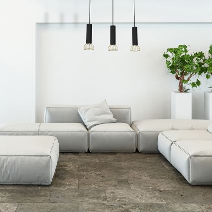 Висящ полилей DANTE 3xGU10/25W/230V черен.златист