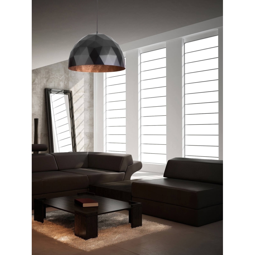 Висящ полилей DIAMENT 1xE27/60W/230V Ø 35 см черен/мед