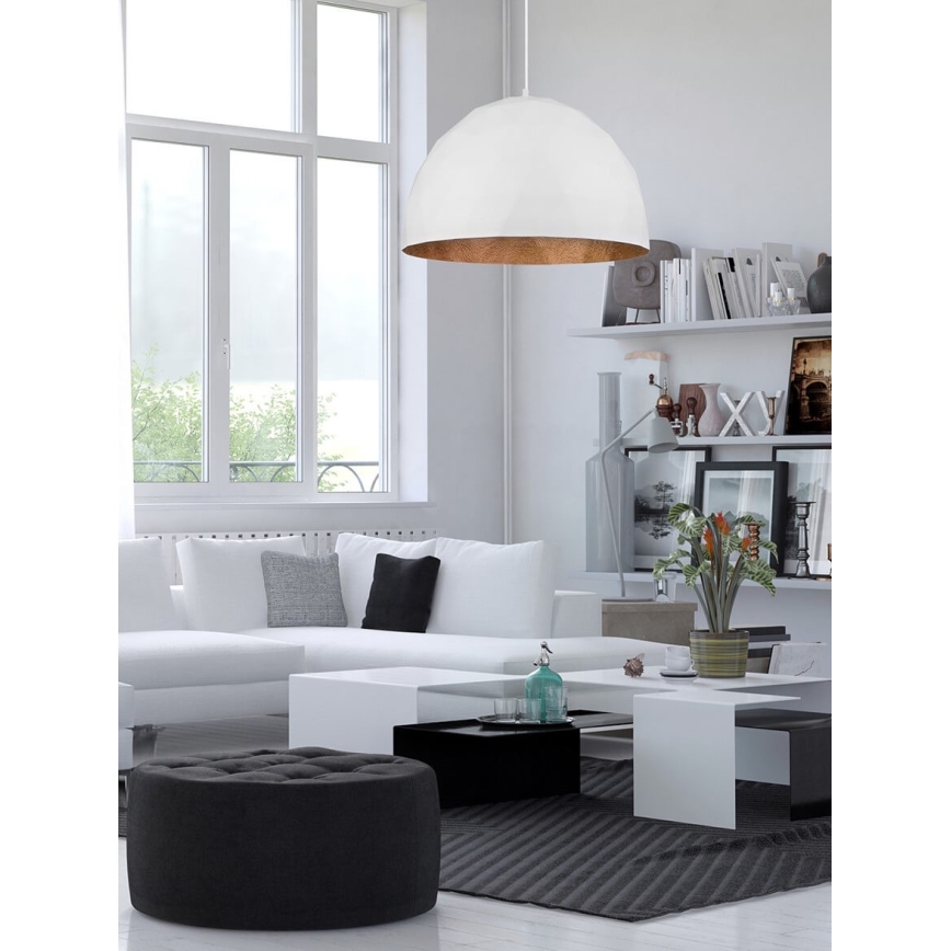 Висящ полилей DIAMENT 1xE27/60W/230V Ø 50 cм бял/мед