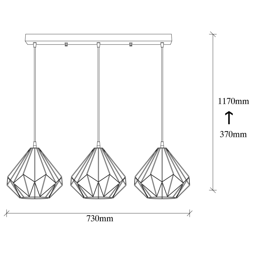 Висящ полилей DIAMOND 3xE27/100W/230V