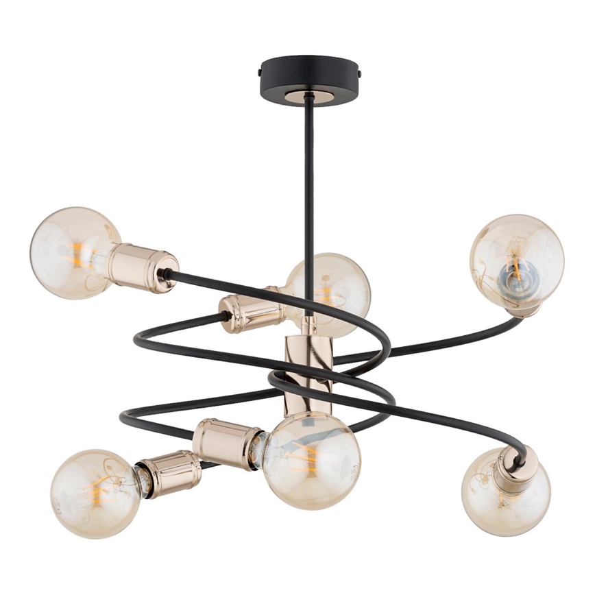 Висящ полилей DISCO 6xE27/60W/230V черен/златист