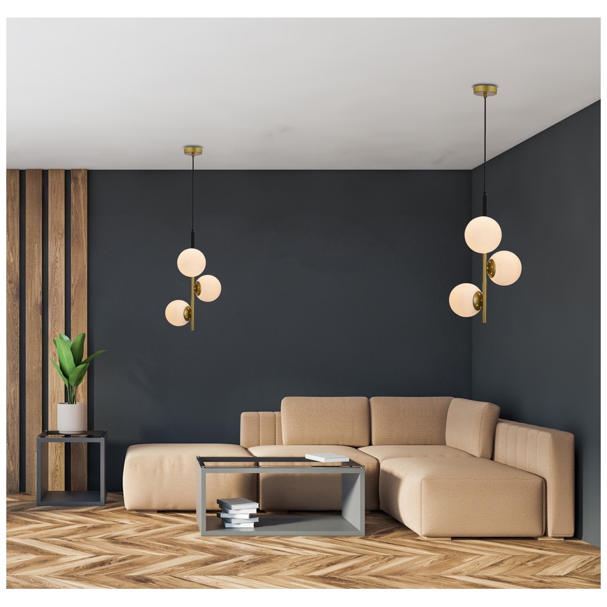 Висящ полилей DUO 3xE14/40W/230V златист/черен