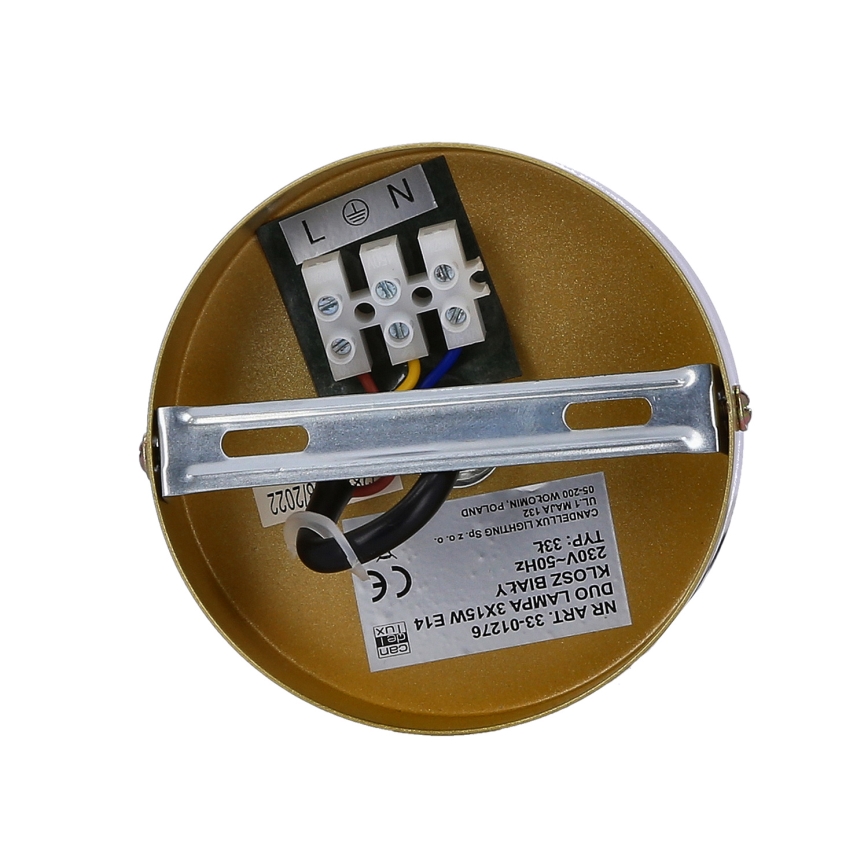 Висящ полилей DUO 3xE14/40W/230V златист/черен