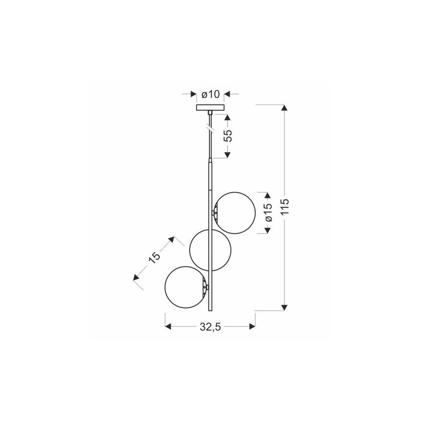 Висящ полилей DUO 3xE14/40W/230V златист/черен