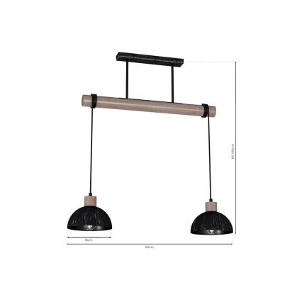 Висящ полилей ERIK 2xE27/60W/230V кафяв/черен