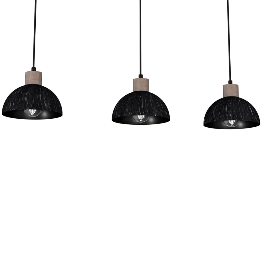 Висящ полилей ERIK 3xE27/60W/230V кафяв/черен