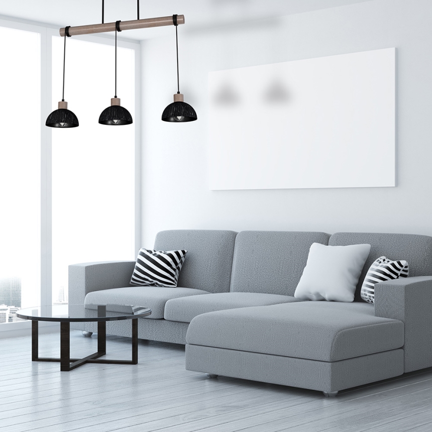 Висящ полилей ERIK 3xE27/60W/230V кафяв/черен