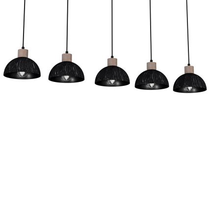 Висящ полилей ERIK 5xE27/60W/230V кафяв/черен
