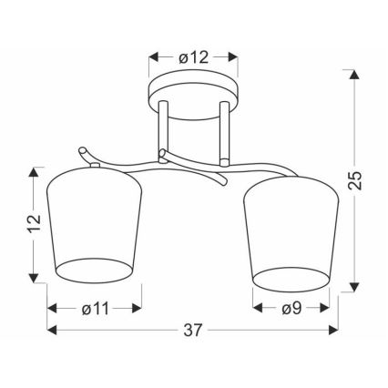 Висящ полилей ESNYR 2xE27/40W/230V черен/бял