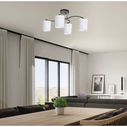 Висящ полилей ESNYR 4xE27/40W/230V черен/бял