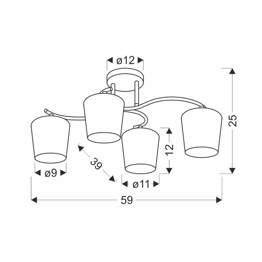 Висящ полилей ESNYR 4xE27/40W/230V черен/бял